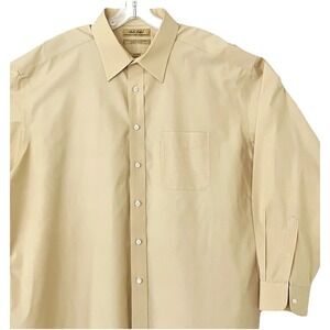 Roundtree & Yorke Gold Label Dress Shirt 17.5/35‎ Yellow 80s Non-Iron Pinpoint